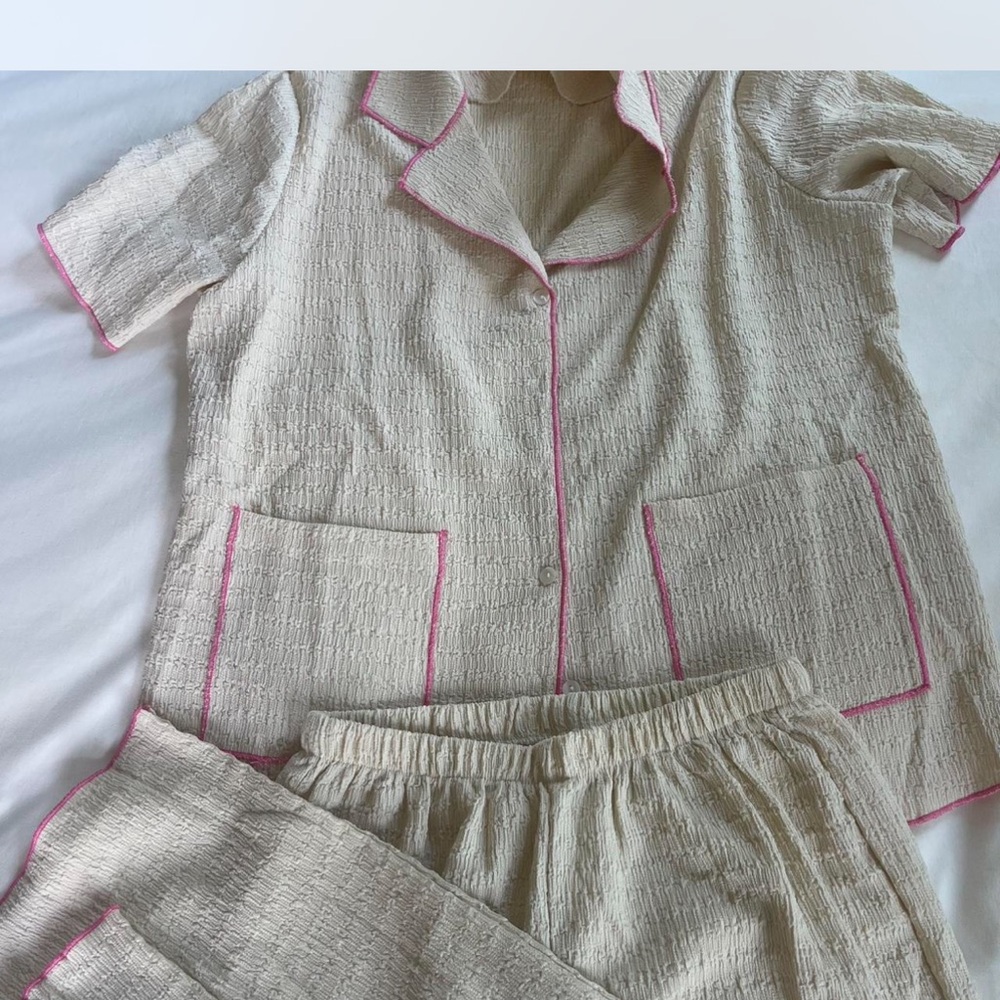 SHEIN Cream and Pink Pajama Set